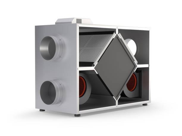 Cross-section of an energy recovery ventilator unit